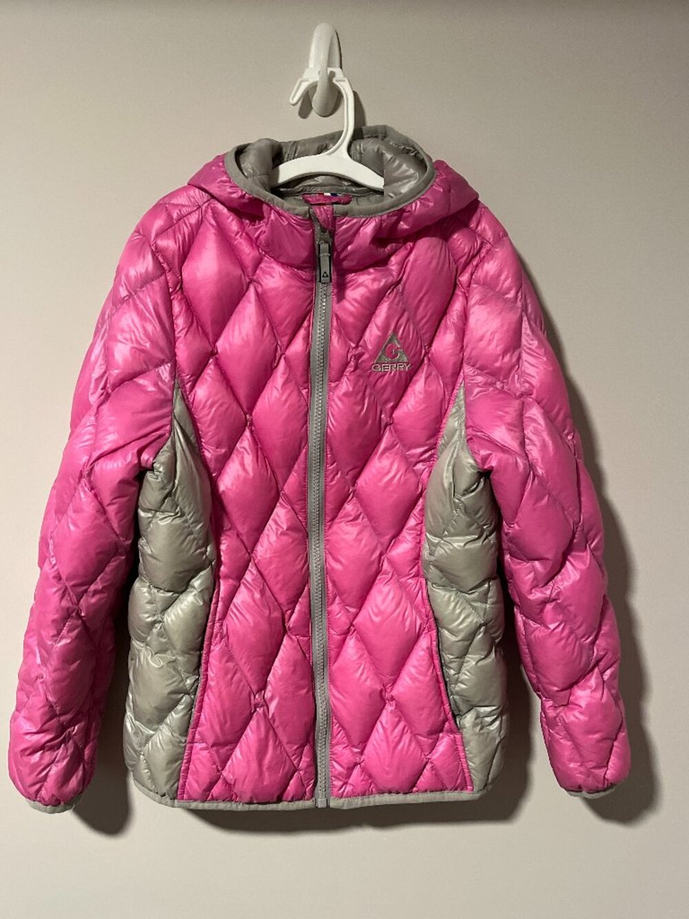 Gerry Girls Hooded Down Puffer Jacket Kids Youth 10/12 Pink Winter Coat Light